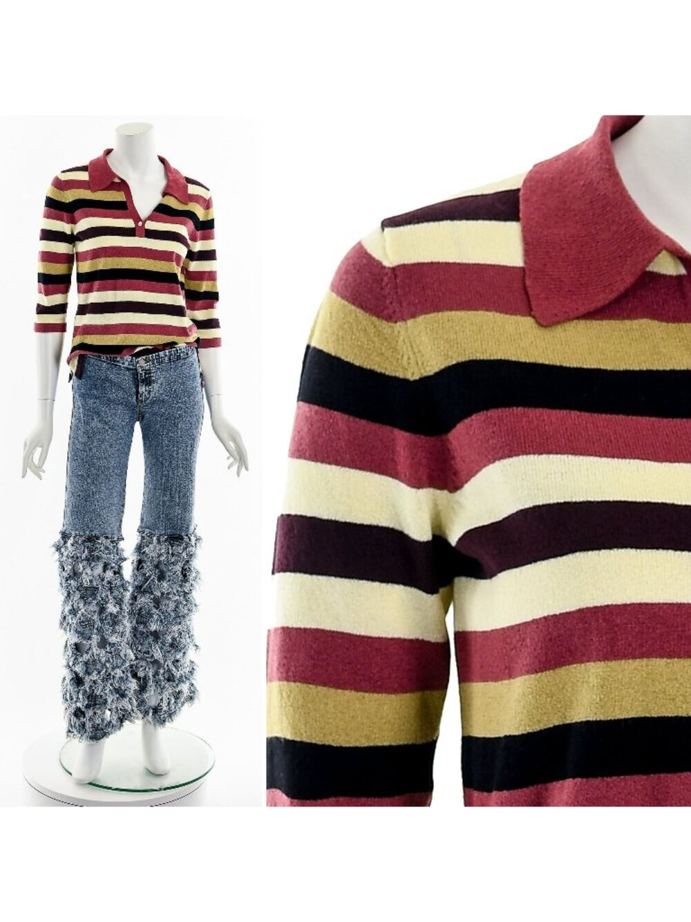 Striped Knit Collared Shirt